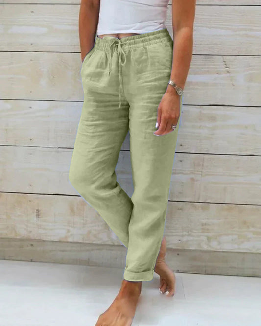 Lockere Baumwollhose Damen aus Baumwoll-Leinen