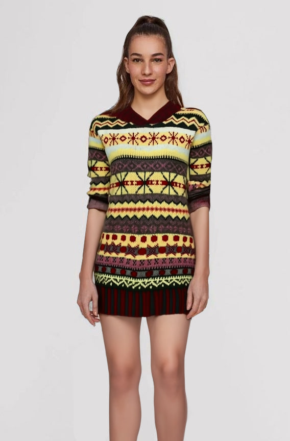 Warmer Norwegerpullover Damen mit Muster