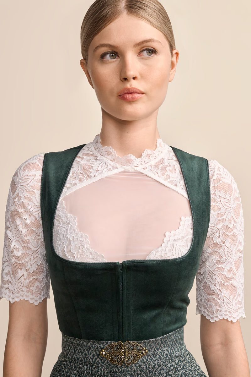 Dirndl Damen midi in Dunkelgrün – Trachtenkleid (60 cm)