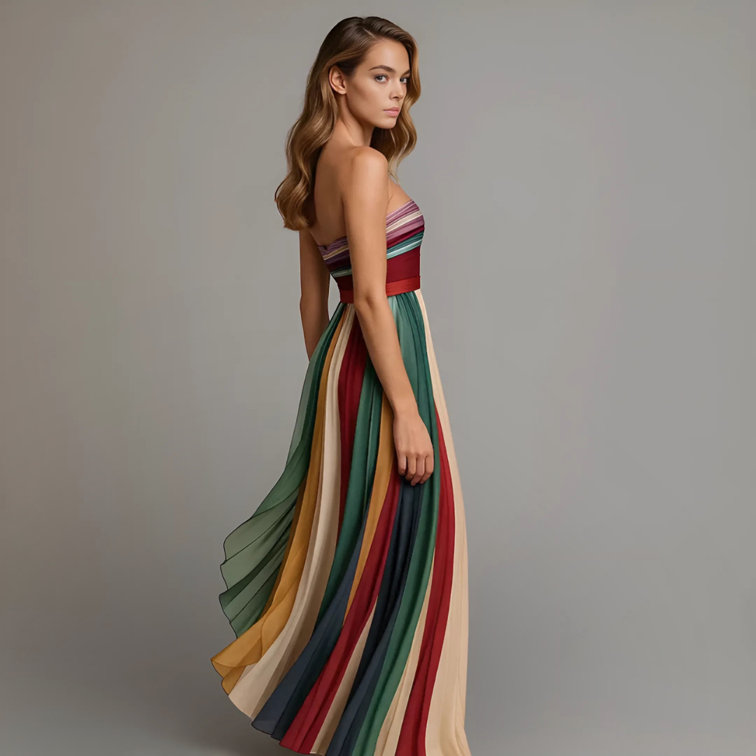 Buntes Maxikleid Damen trägerlos