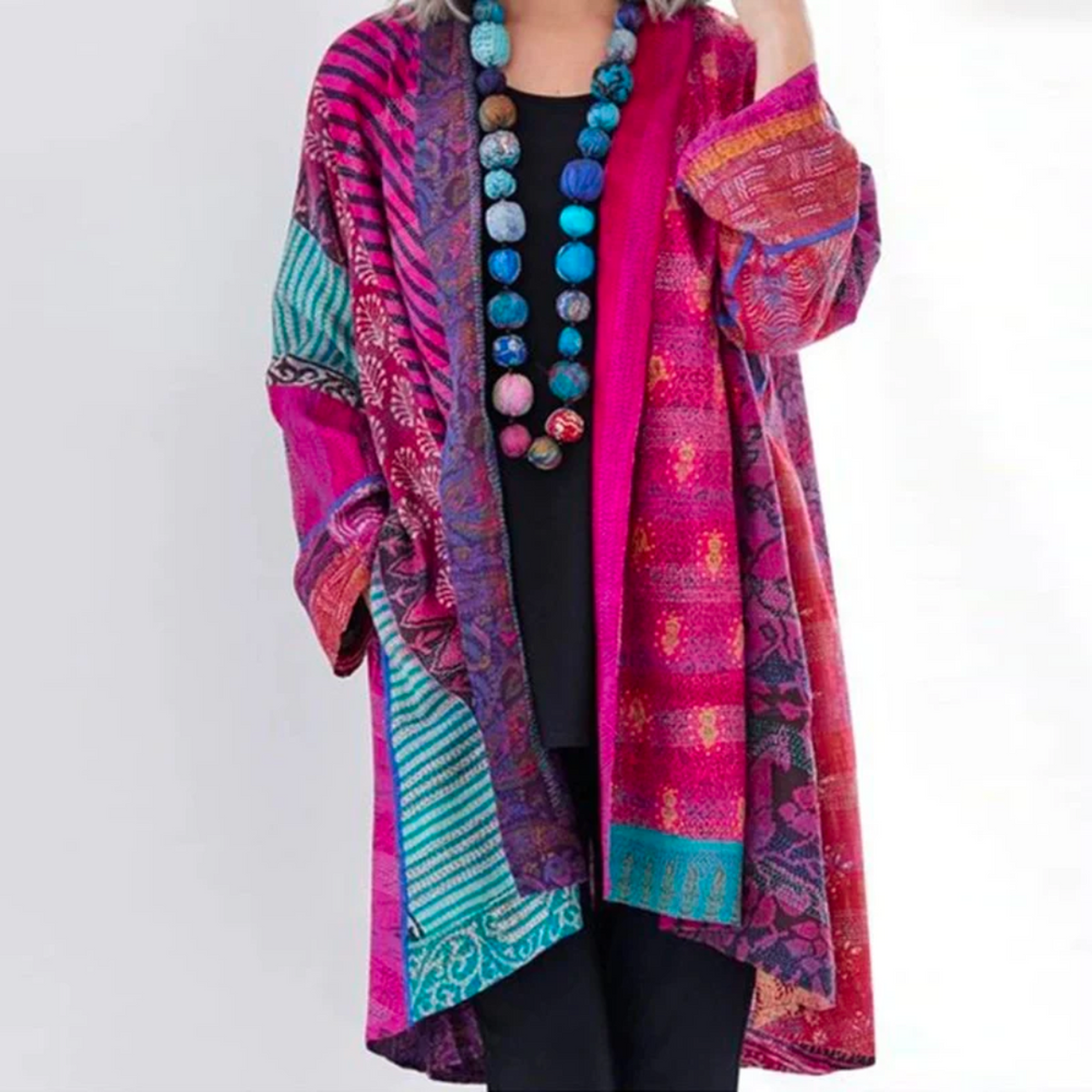 Damen Boho-Strickjacke lang – Duster Cardigan