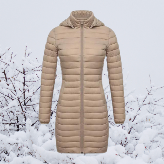 Parka Damen mit Kapuze – ultraleichte lange Winterjacke wattiert