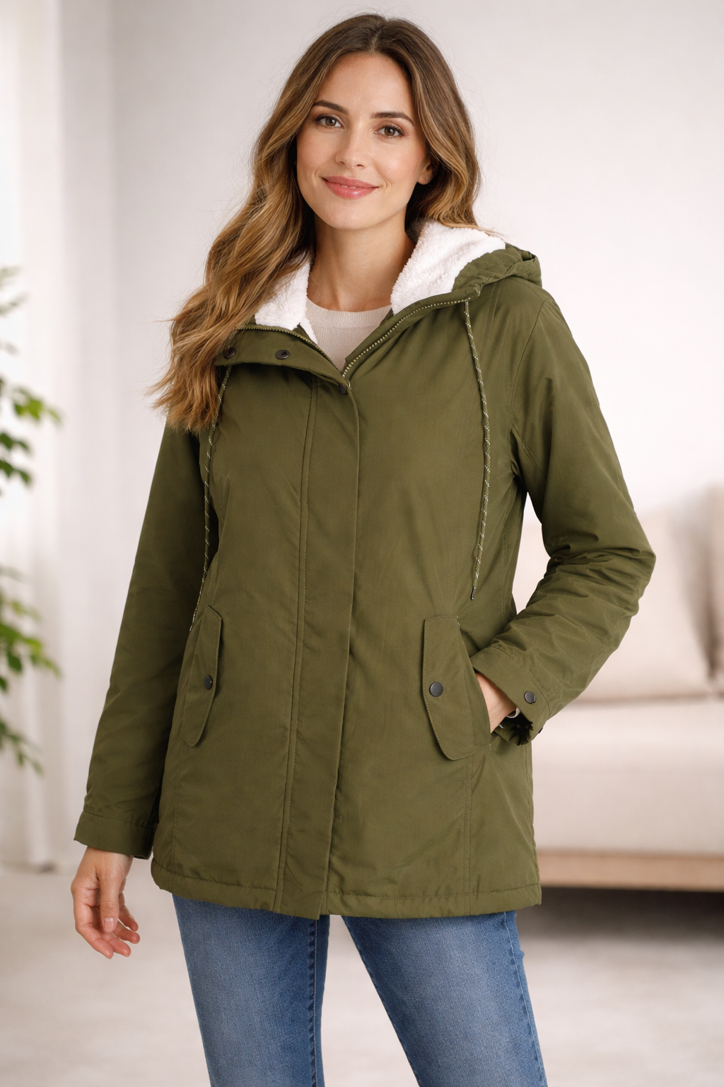 Damen Winterjacke wattiert und warm