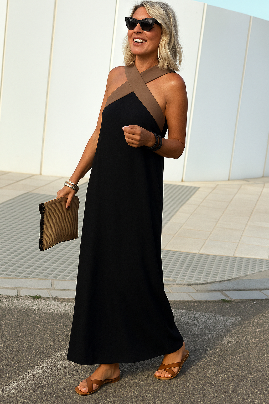 Maxikleid mit Wickel-Ausschnitt – luftiges Sommerkleid mit V-Ausschnitt