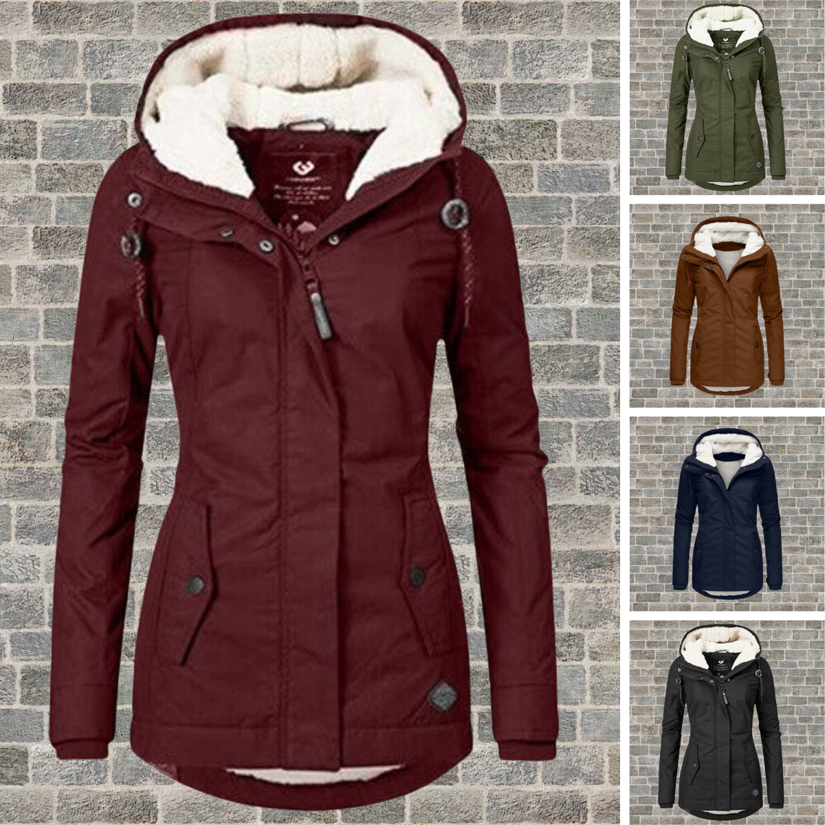 Plissierter Mantel Damen aus Baumwolle mit Kapuze – eleganter Wintermantel