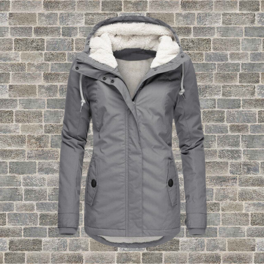 Plissierter Mantel Damen aus Baumwolle mit Kapuze