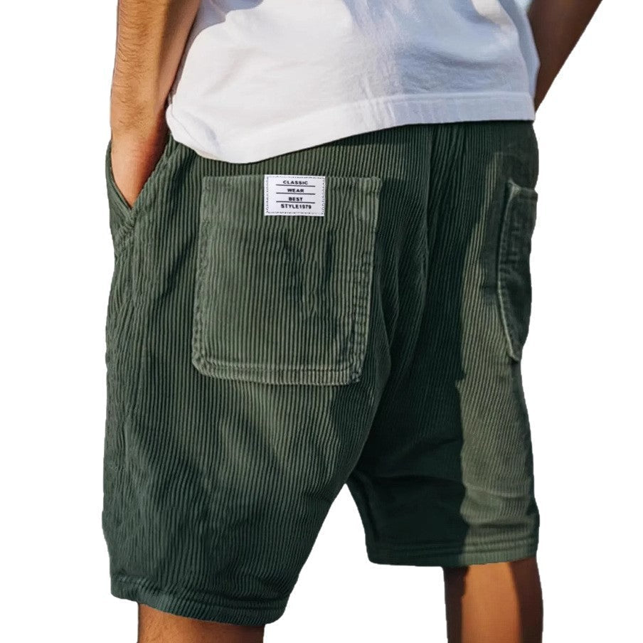 Shorts Herren aus Leinen mit Cord-Textur – lässige kurze Hose mit Taschen