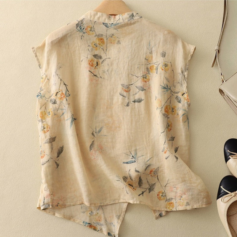 Ärmelloses Vintage-Top Damen mit Blumenmuster