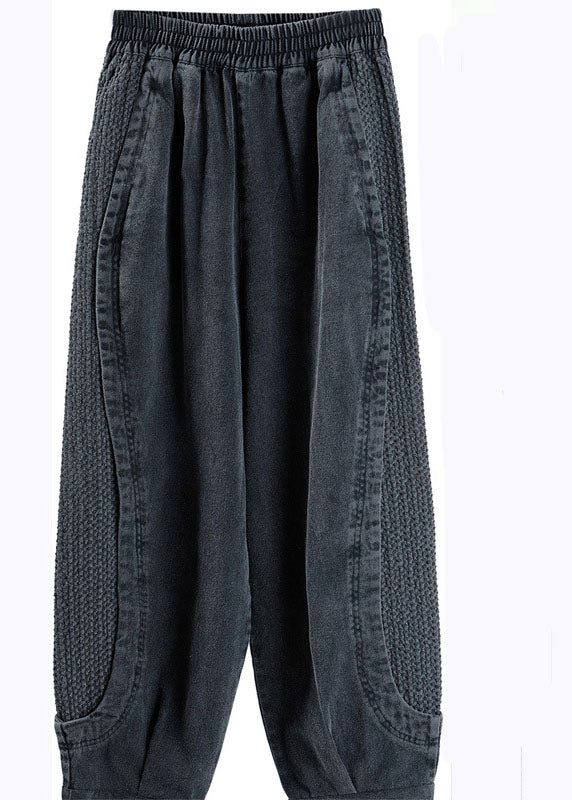 Haremshose Damen aus Denim – bequeme Patchwork-Hose mit Taschen
