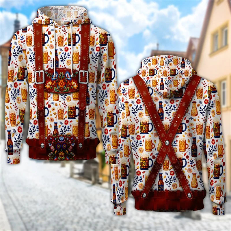 Damen Oktoberfest Hoodie mit Bierkrug-Print – Trachten Kapuzenpullover
