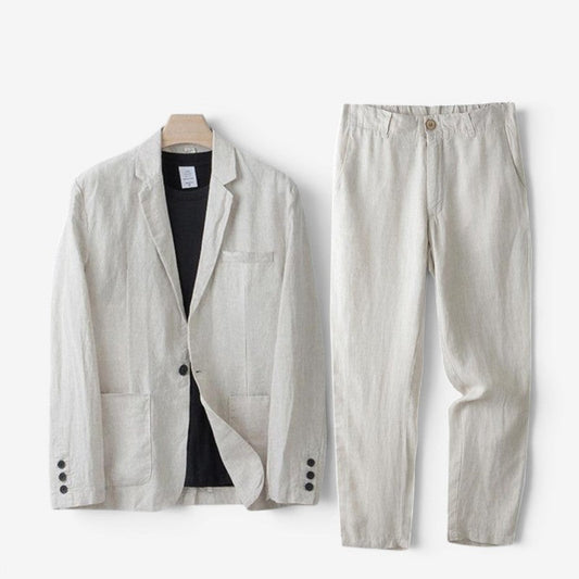 Herren Leinen-Set Blazer und weite Hose