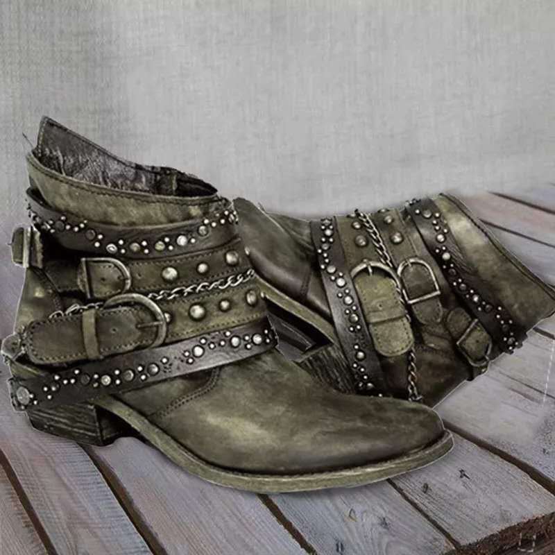 Damen Lederstiefel im Vintage-Look – elegante Boots