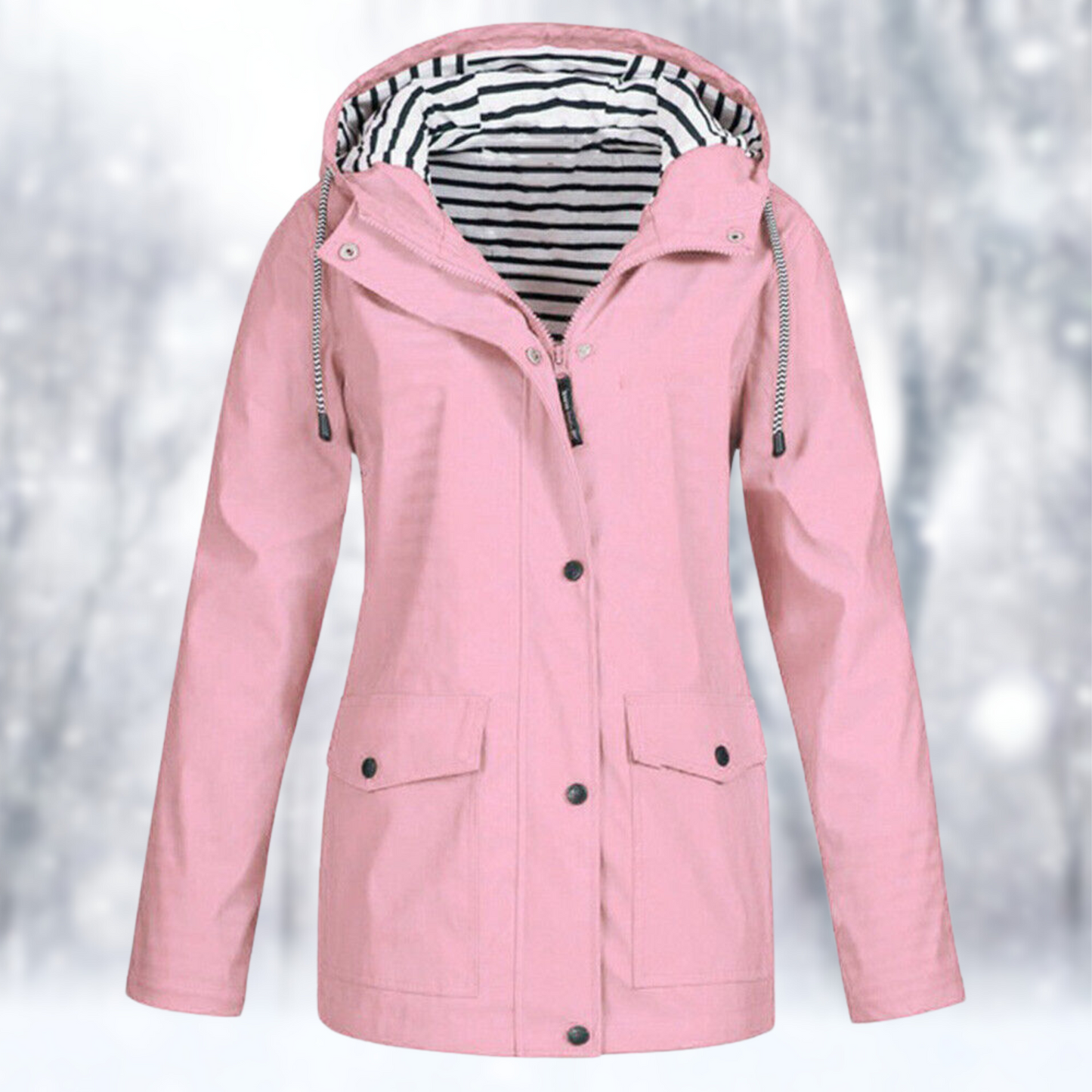 Outdoor-Jacke aus Polyamid – wasserabweisende Jacke mit Kapuze und Knopfleiste