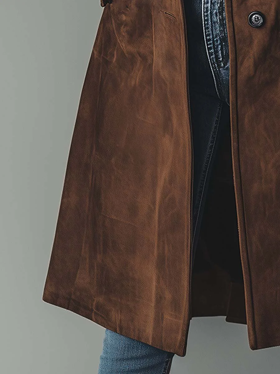 Trenchcoat Damen aus Wildleder – eleganter Vintage-Mantel zum Kombinieren