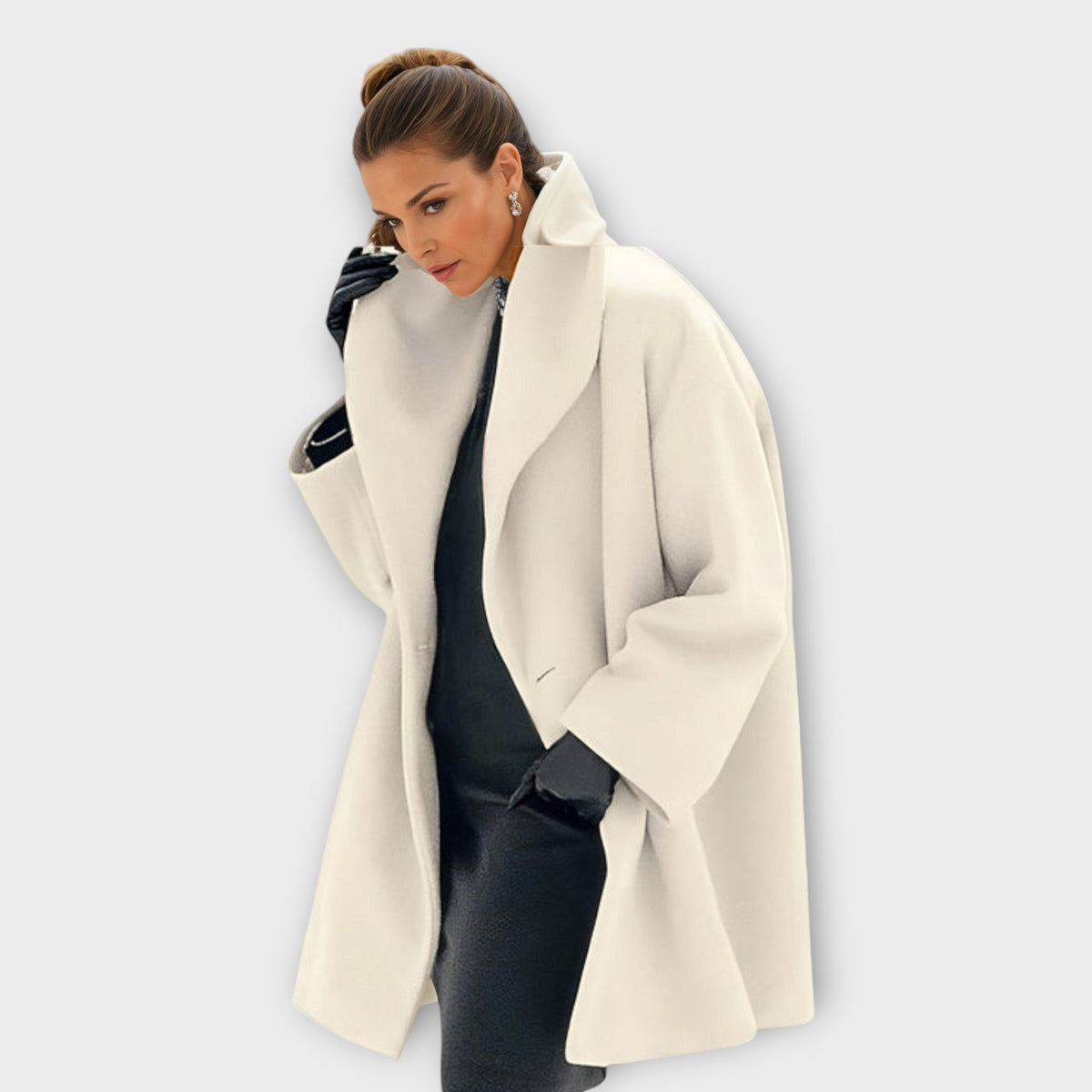 Wollmantel Damen elegant – minimalistischer Mantel mit rundem Kragen