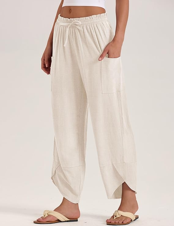 Elegante Freizeithose mit elastischem Bund und stilvollem geschlitztem Saum