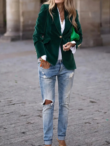 Blazer tailliert mit einem Knopf – klassischer Blazer mit Reverskragen