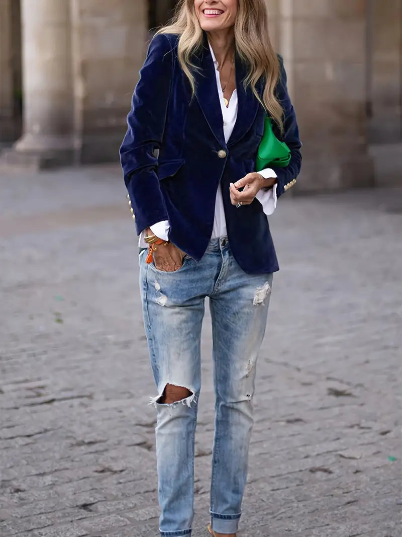 Blazer tailliert mit einem Knopf – klassischer Blazer mit Reverskragen