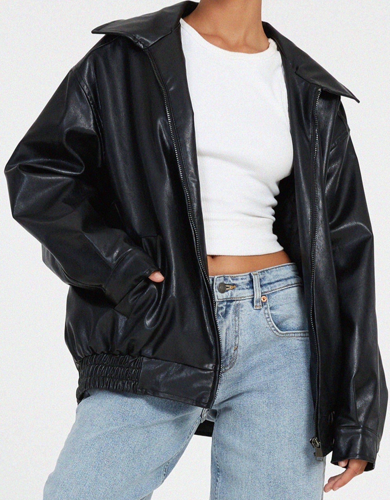 Oversized Kunstlederjacke Damen