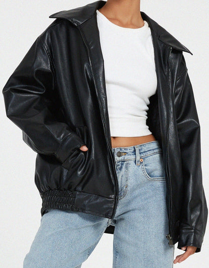Oversized Kunstlederjacke Damen