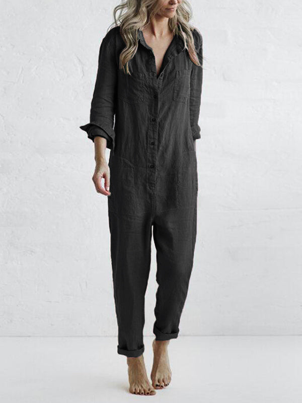 Damen Jumpsuit aus Baumwolle mit Taschen