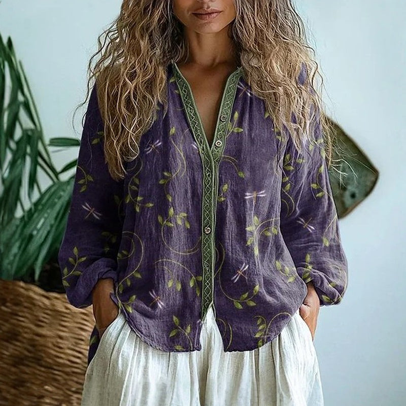 Bluse Damen aus Viskose mit Naturmuster