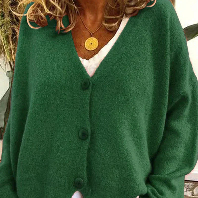 Damen Strickjacke mit V-Ausschnitt und Knöpfen – Cardigan
