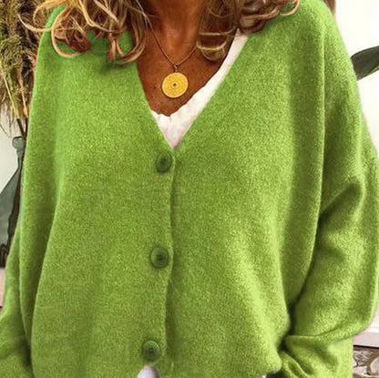 Damen Strickjacke mit V-Ausschnitt und Knöpfen – Cardigan