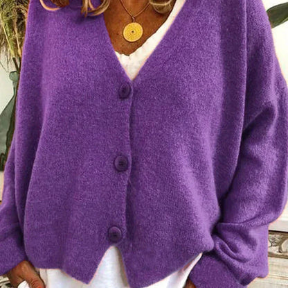 Damen Strickjacke mit V-Ausschnitt und Knöpfen – Cardigan