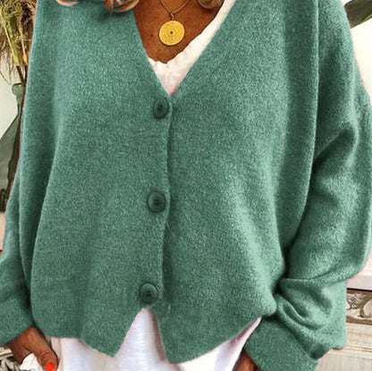 Damen Strickjacke mit V-Ausschnitt und Knöpfen – Cardigan