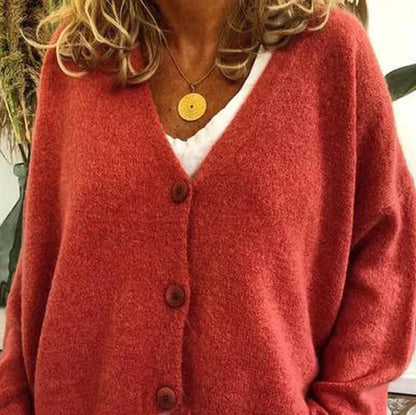Damen Strickjacke mit V-Ausschnitt und Knöpfen – Cardigan