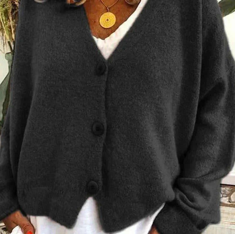 Damen Strickjacke mit V-Ausschnitt und Knöpfen – Cardigan