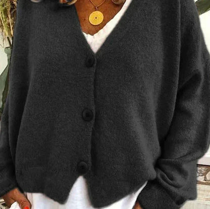 Damen Strickjacke mit V-Ausschnitt und Knöpfen – Cardigan