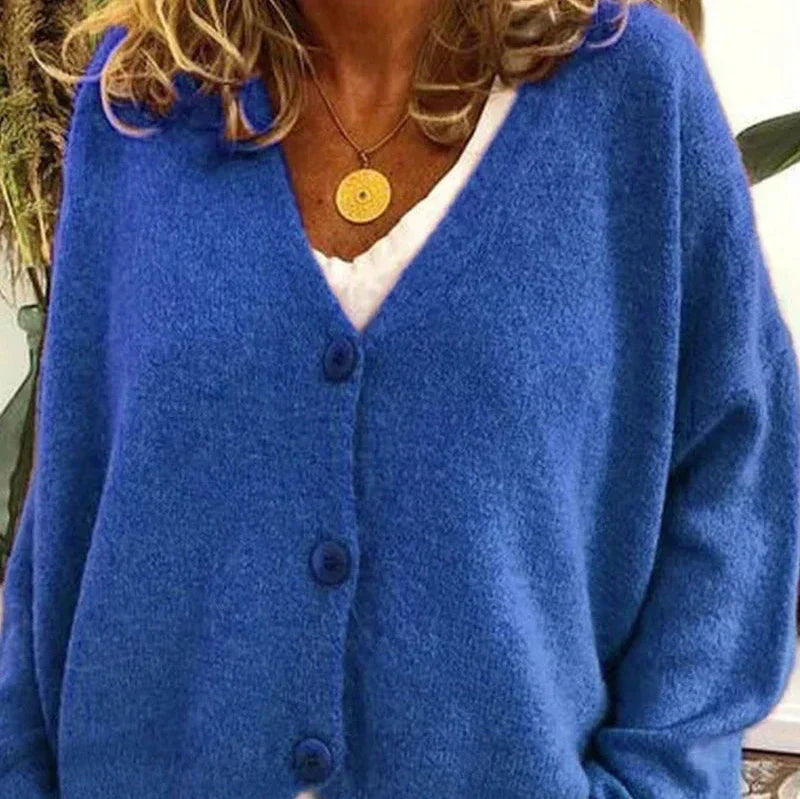 Damen Strickjacke mit V-Ausschnitt und Knöpfen – Cardigan