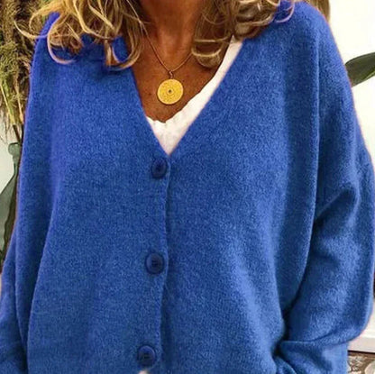 Damen Strickjacke mit V-Ausschnitt und Knöpfen – Cardigan