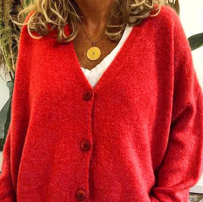 Damen Strickjacke mit V-Ausschnitt und Knöpfen – Cardigan