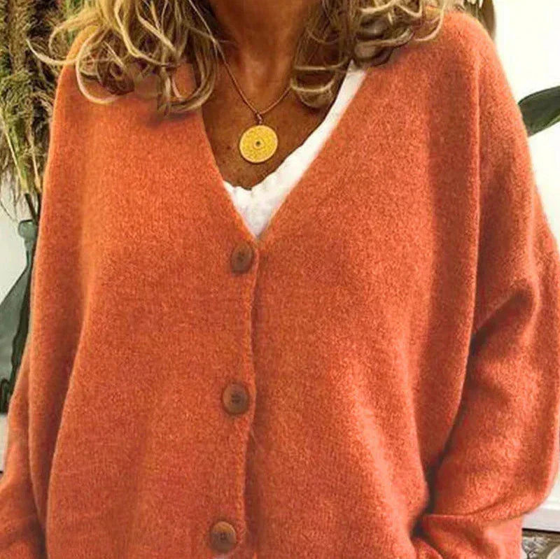 Damen Strickjacke mit V-Ausschnitt und Knöpfen – Cardigan