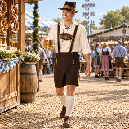 Dreiteiliges Lederhosen-Set Herren für Oktoberfest
