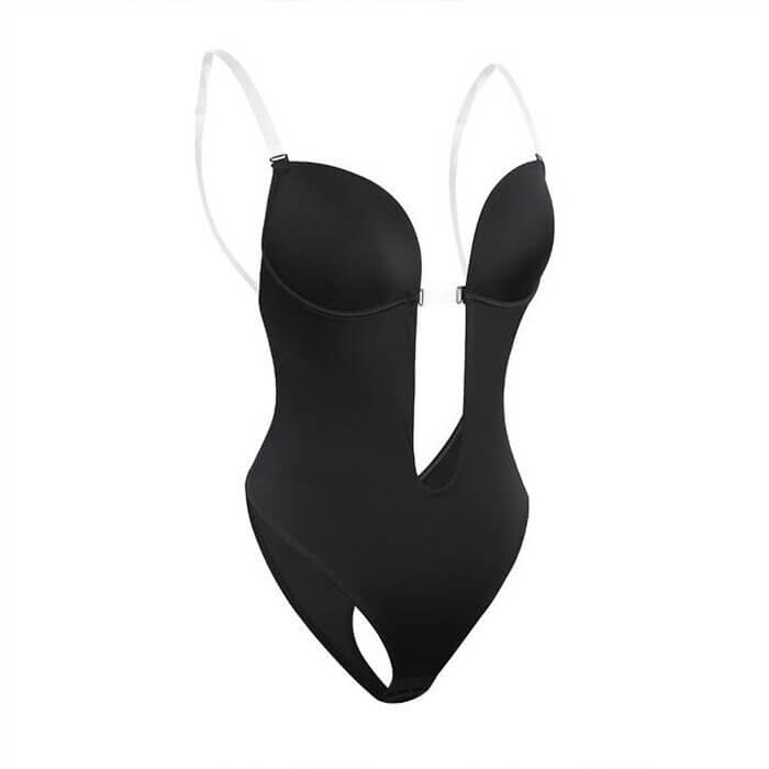 Rückenfreier Body Damen aus Polyester – formender Bodysuit, Detailansicht