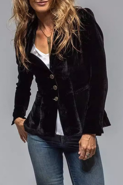 Slim-Fit-Blazer Damen aus Polyester – taillierter Blazer, Detailansicht