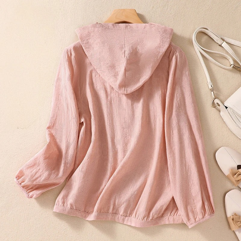 Leichte Hemdjacke Damen mit Kapuze