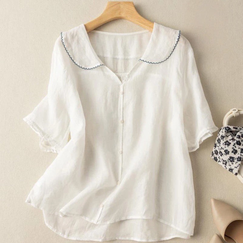Vintage-Bluse Damen mit Knopfleiste