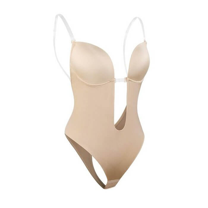 Rückenfreier Body Damen aus Polyester – formender Bodysuit, Rückansicht