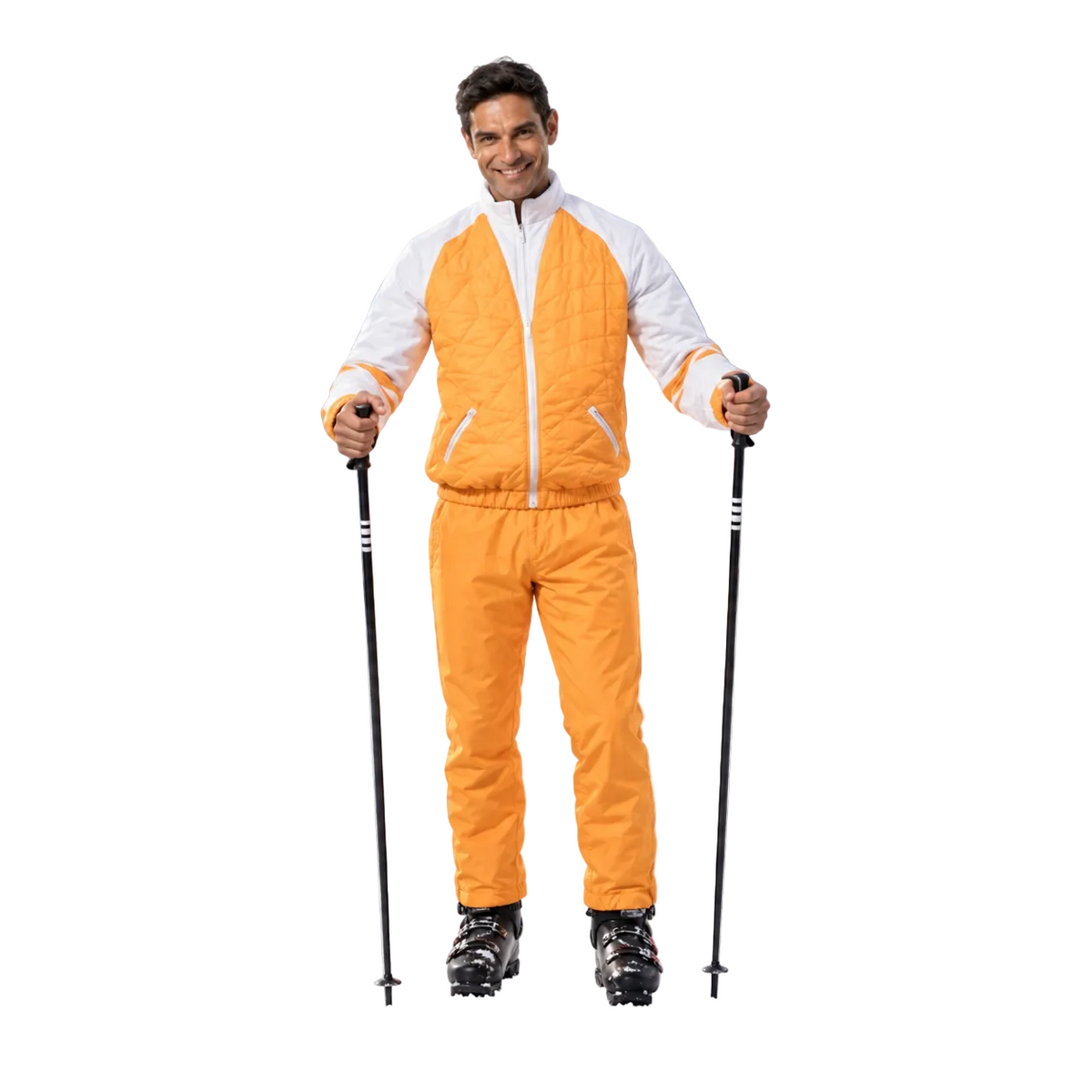 Herren Skianzug einteilig in Gelb – Retro-Overall für den Winter