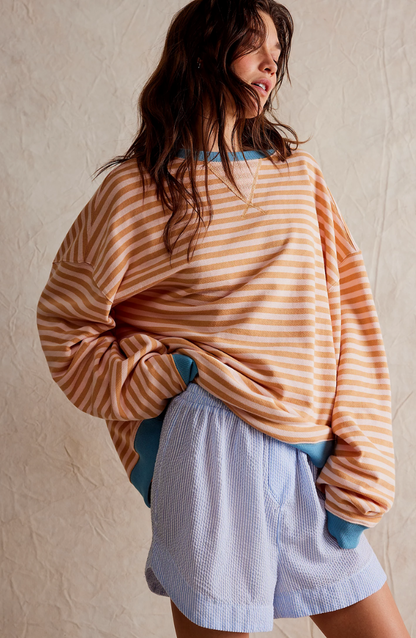 Damen Oversize Pullover mit Streifen
