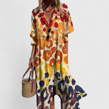 Boho-Kleid Damen aus Polyester – Sommerkleid mit Print, Detailansicht
