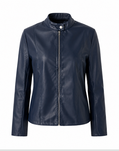 Lederjacke Damen tailliert mit Reißverschluss – Bikerjacke aus Kunstleder