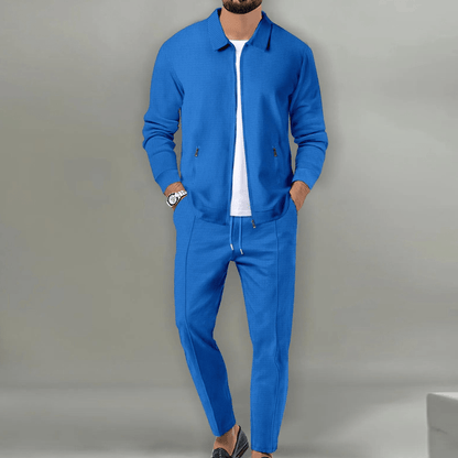 Herren-Set aus Baumwollmischung – langärmliges Oberteil und Hose kombiniert für den Herbst