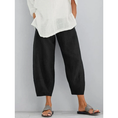 Leinenhose Damen – lockere Freizeithose aus Leinen, Detailansicht