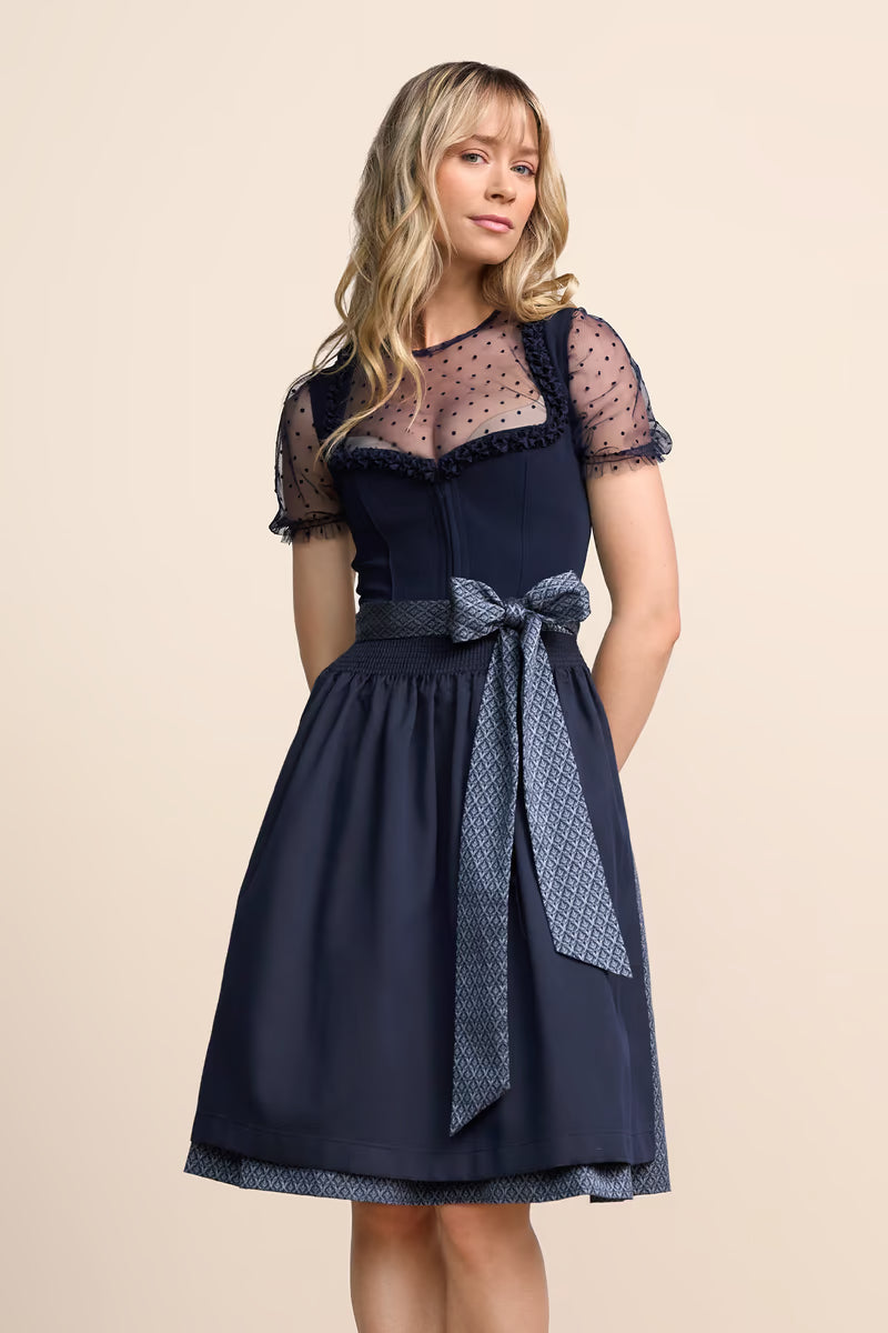 Dirndl Damen in Blau klassisches Trachtenkleid